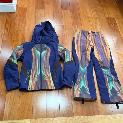 Spyder Vintage Multicolor Abstract Colorful Ski Jacket and Pants Set size 8