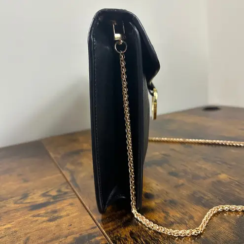 Dior Vintage Christian Monogram Chain Shoulder Bag Black Clutch