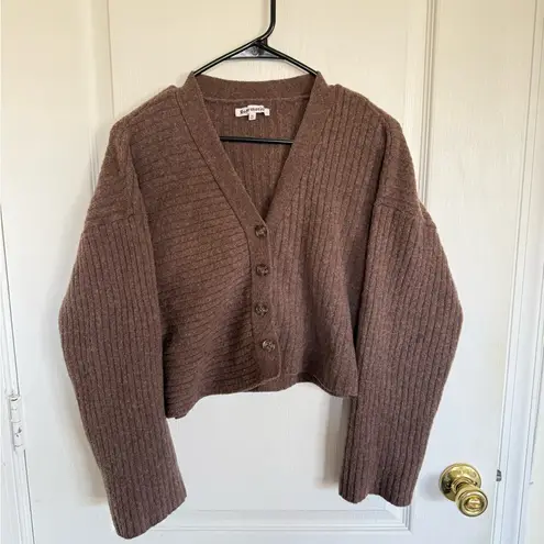Reformation  Trieste Boxy Merino Wool Cardigan In Cocoa
