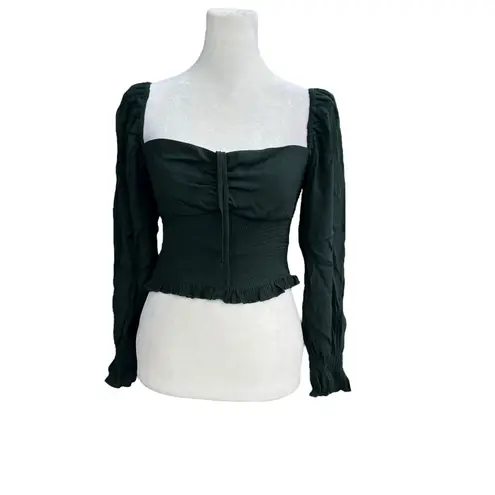 NWT SUNDAY BEST Sinatra Long Sleeve Blouse Sz XS Green