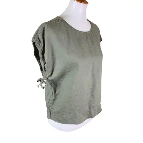 Everlane  Linen Green Cap Sleeve Blouse Women Small Casual Summer Top Sustainable