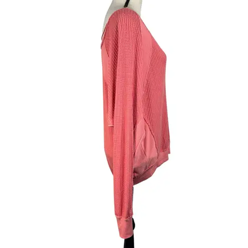 We The Free  People Small Thermal Oversized Top Long Dolman Sleeve V-Neck Stretch