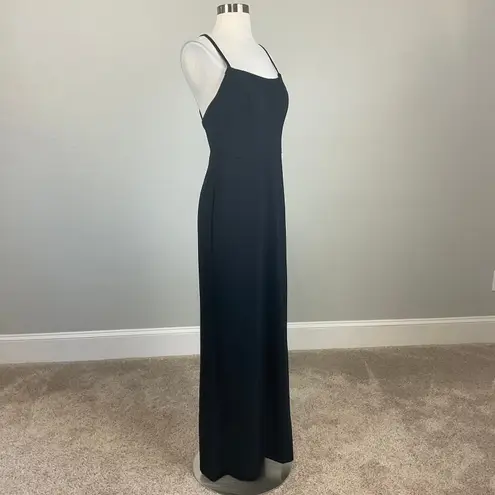 Black Backless Beaded Thigh Slit Evening Gown Size 12 Nightway Long Formal Dress