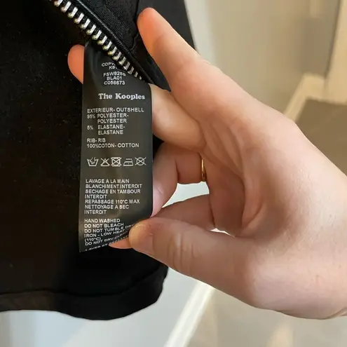 The Kooples Black Bomber Jacket with Zipper and Fitted Style