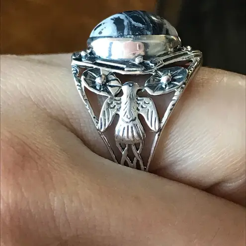 Natural White Buffalo Sterling Silver Ring Size 7