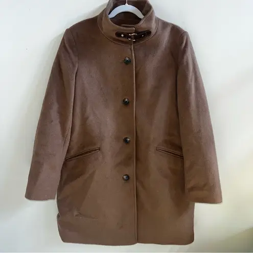 Lauren Ralph Lauren Womens Wool Blend Full Length Camel Coat Brown Size 12