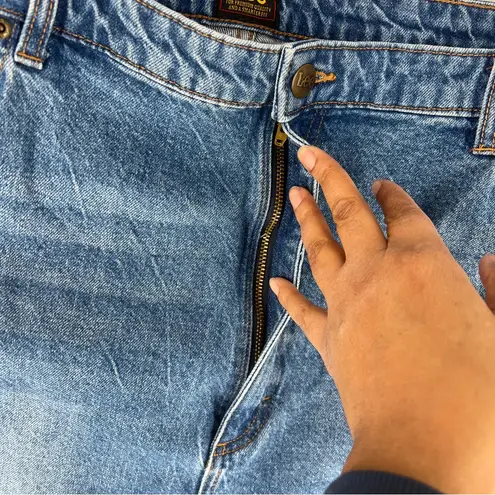 Lee  Women's Medium Wash Denim High Rise Cutoff Notched Hem Flare Jeans Size 35