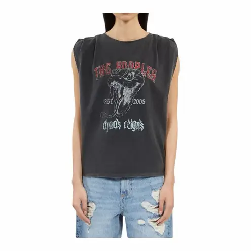 The Kooples Snake Graphic Edgy Tank Top Black Gothic Rock Style Size 0 NWT