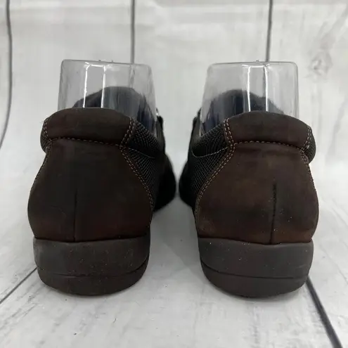 Munro Women's 7 JOLIET Brown Fabric Suede Leather Sneaker Shoes Cross Strap