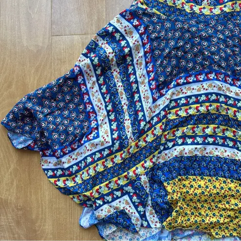 roberio sampaio Halter Mixed Paisley Print Kitschy Floral Dress, Size Medium Blue