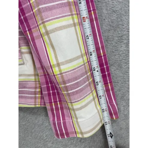 Isaac Mizrahi  Live Women's Button Down Jacket Pink Plaid Size Large Long Sleeve - Image 5