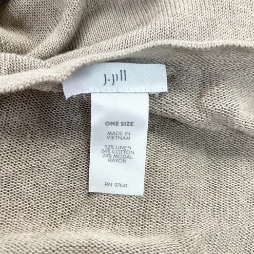 J Jill Women Cocoon Cardigan Sweater One Size Linen Blend Coastal Resort Neutral Brown