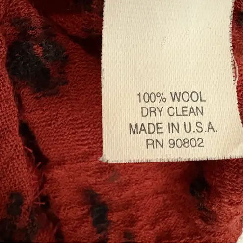 ONA New York Tokyo 100% Wool Textured Mock Neck Sweater Red Black Art Knit L Size L