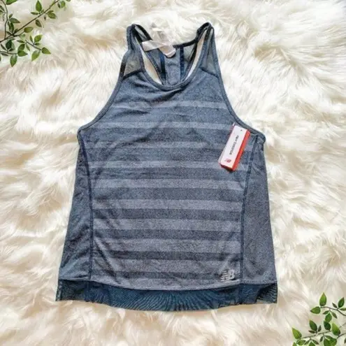 New Balance  Navy Blue Stripe Mesh Racerback Tank Top Medium