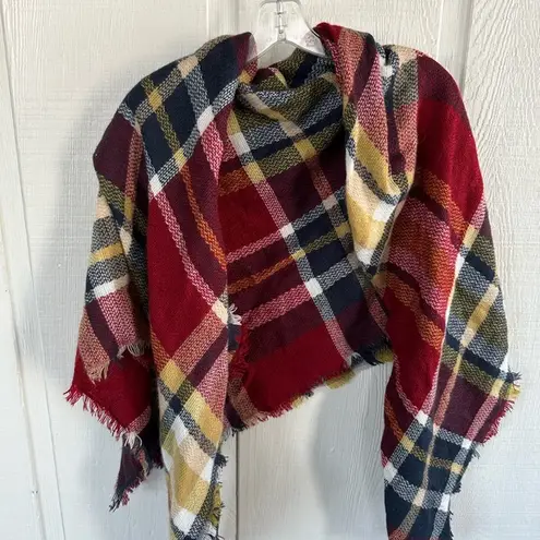 Plaid Blanket Scarf Red