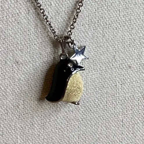 0032 Y2K Monet Enamel Igloo Trinket Box w/Matching Penguin Charm Necklace (2008) Black