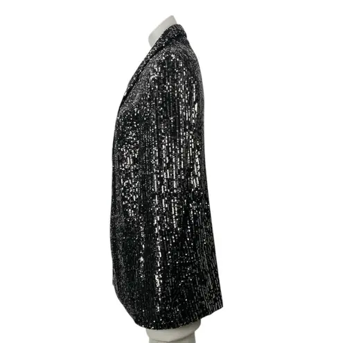 ZARA  Women's Black Sequin Long Sleeve Sparkly Shimmer Blazer Coat Jacket Size S