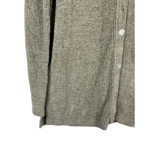 VTG Denim & Co. Chenille Cardigan Sweater S Tan Button Front Long Sleeve Brown