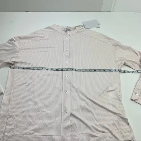 Max Mara Light Pink Edmea Button Down Blouse Medium Striped Mandarin Collar NEW