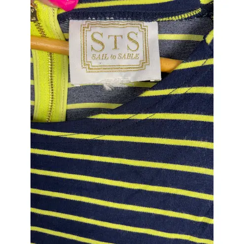 Sail To Sable Scoop Neck Navy & Line Stripe Luxe Stretchy T-Shirt Dress Size XL