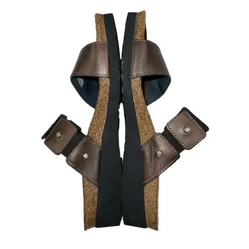 Naot Ashley Bronze Leather Slide Sandal Rhinestone Studded US Size 9/Euro 40 Brown