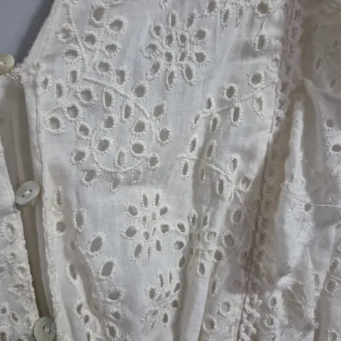 Love The Label Shopbop boho coquette girly fairy Cream Eyelet Ruffle Dress Small White