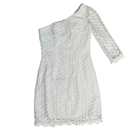 Lilly Pulitzer  Resort White Daisy Truly Lace Whitaker‎ One Shoulder Dress Size 0