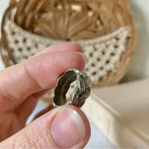 Silver Braided Chunky Pinkie Ring Vintage “Unity” 5 Minimal Celtic Masc Jewelry