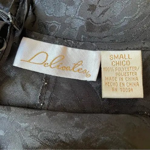 Delicates Vtg Y2K Bodysuit Romper Dress Sz Small Black Lace Trim