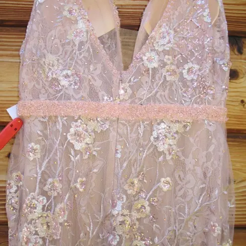 Mac Duggal 67481 Womens Floral Embellished Sleeveless Plunge Neck Gown Dress