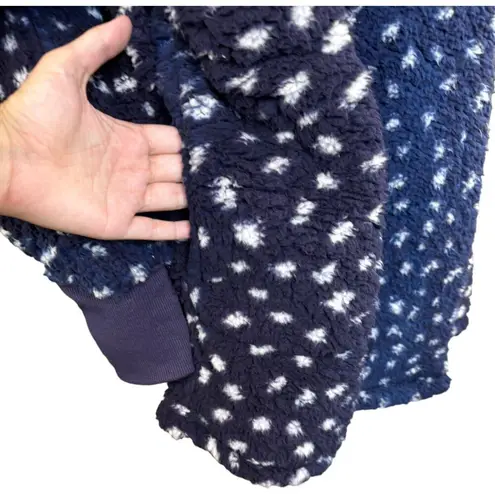 BumbleBella by Jill Martin Regular Sherpa Shawl Collar Button Lounger Navy XS/S Blue