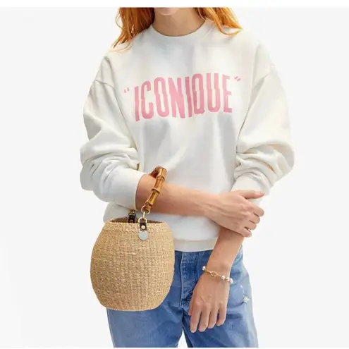 NEW CLARE V. iconique long sleeve sweatshirt in white with peony letters small