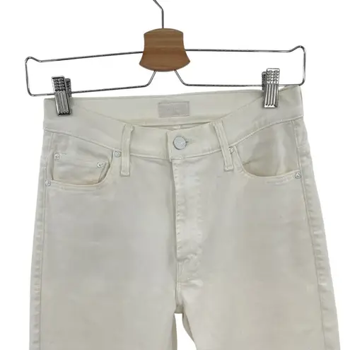 Mother Denim Insider Crop Step Fray Jeans Glass Slipper White Denim Size 26