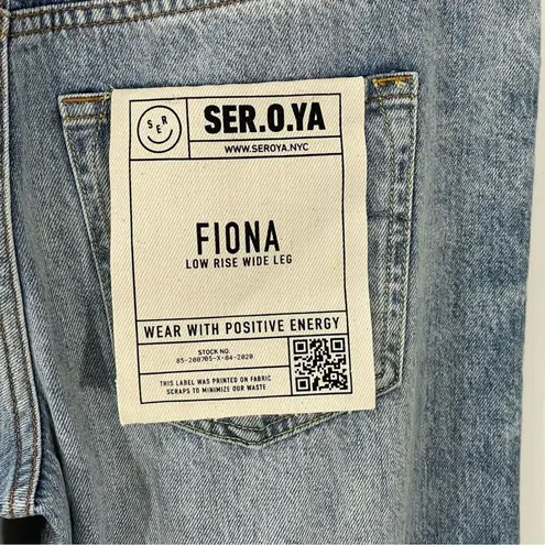 NWT SER.O.YA Fiona Low Rise Wide Leg in Tidal Size 29 Destroyed Distressed Blue