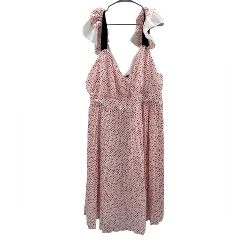 Eloquii RTR White & Red Valentine's Day Heart Print Off Shoulder Midi Dress 20