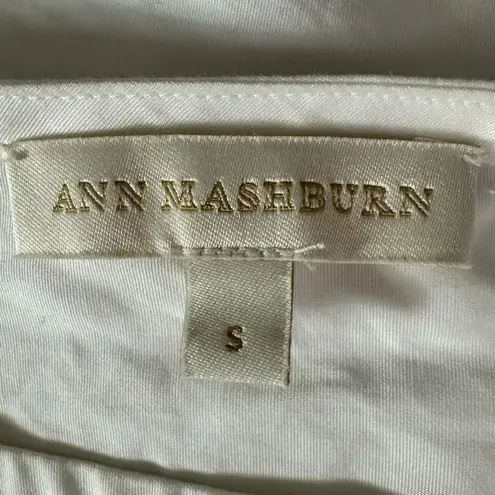 Ann Mashburn White Volume Sleeve Popover Poplin Top Small Minimalist Classic