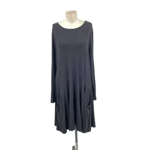 Betabrand Sweatshirt Long Sleeve Dress in Black Jersey Size Large