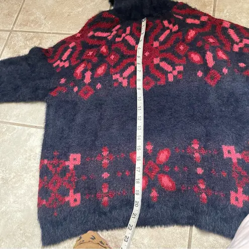 LA FEE MARABOUTEE Sz Sm Women's Blue Sweater With Red/Coral