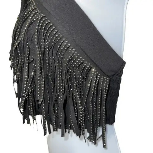 EFFORDRAM Black Faux Suede Front With Rhinestones Halter Top NWOT Size Medium Black