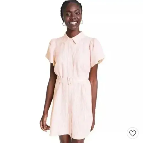 Alexis  for Target pink stripe linen blend belted dress short sleeve small L25