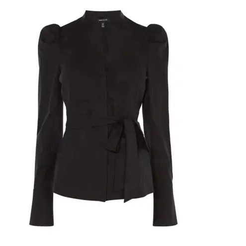 Karen Millen Panelled Waist Shirt black buff sleeve blouse