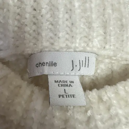 J. JILL Chenille Sweater Chunky Knit Womens Size Large Ribbed Ivory Soft Cozy