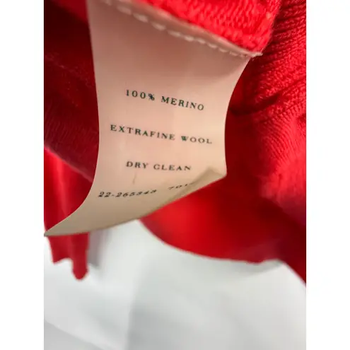 Ann Taylor  Red Merino Wool Cardigan Sweater Button Front Crew Neck M