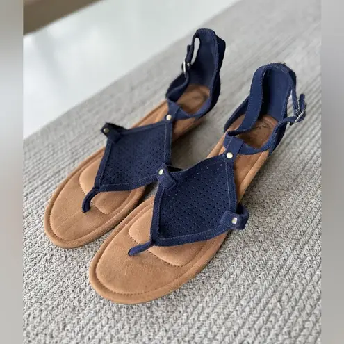 Koolaburra by Ugg  Navy Blue Mesh Perforated Suede Wedge Sandals Sz 9.5