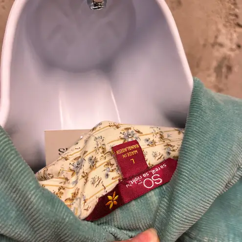 SO Y2K Vintage Teal Blue Corduroy Blue Green Button Front Blazer Jacket Top L Size L