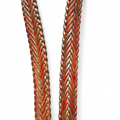 Vintage Women’s Leather Belt – Size 40 – Brown w/ Red Hues – Brass Buckle