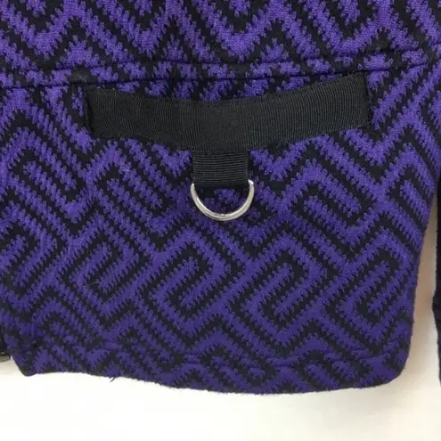 Rafael Women's Vintage Purple & Black Print Woven Knit Zip Up Jacket M Size M