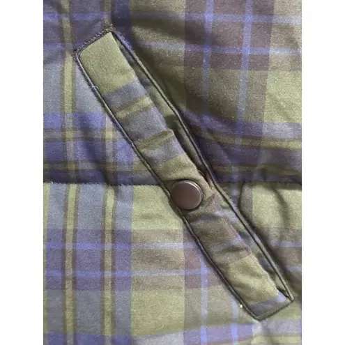 F32. Duck Down G.H. Bass & Co. Plaid Puffer Vest L Green Blue Size L