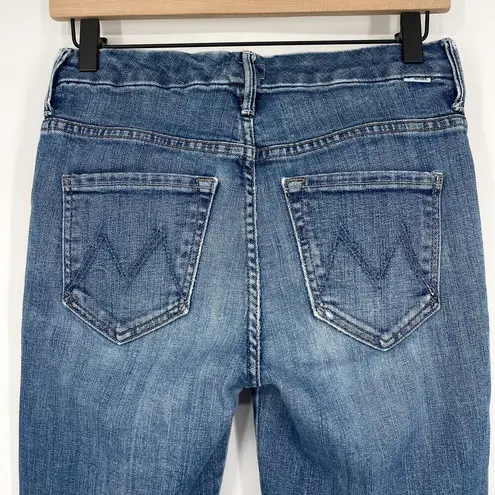 Mother High Waist Double Looker Ankle Fray Fruit Carts Evil Eye Size 25 Blue