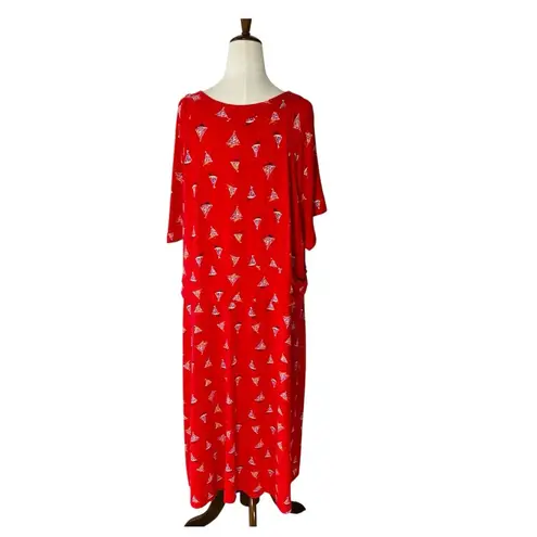 SIGNATURE COLLECTION Sailboat Midi Dress Red Size 1X